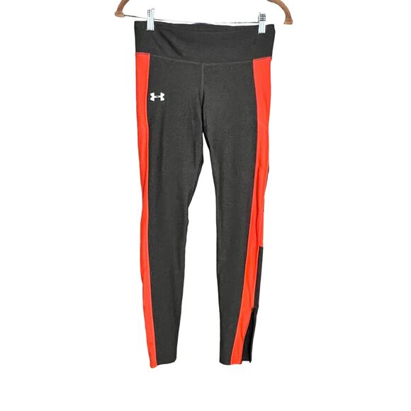 Under Armour Women's Legging Size Medium Gray/Corral Stretch Side Hem Zipper - Picture 1 of 10